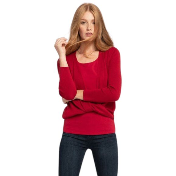 NIC+ZOE 4-Way Convertible Cardigan Red Size 1X - Picture 4 of 16